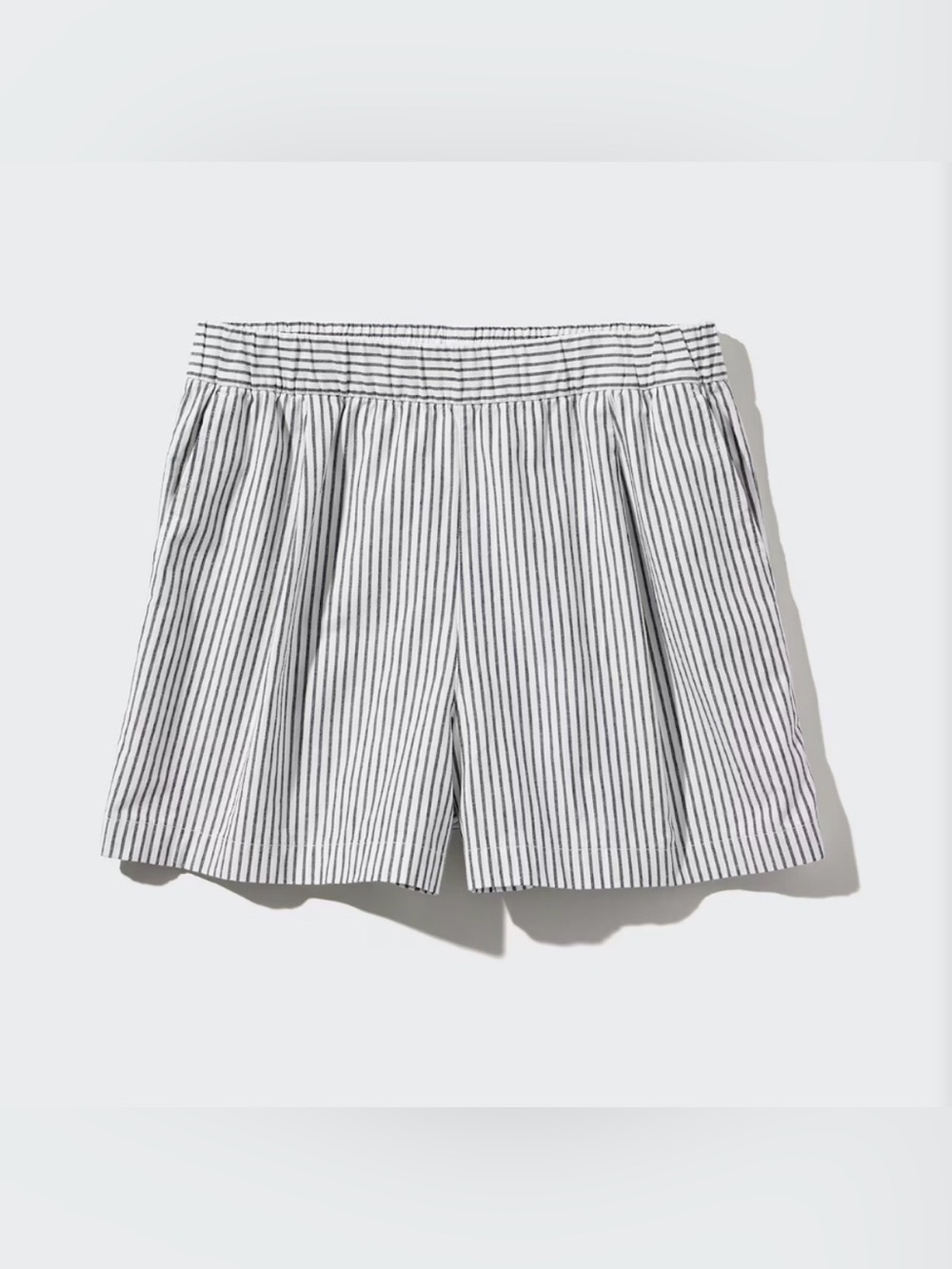 Uniqlo Striped Cotton Drawstring Easy Shorts - Color: Off White - JPN Large